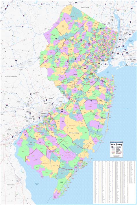 MAP Zip Code Map of New Jersey